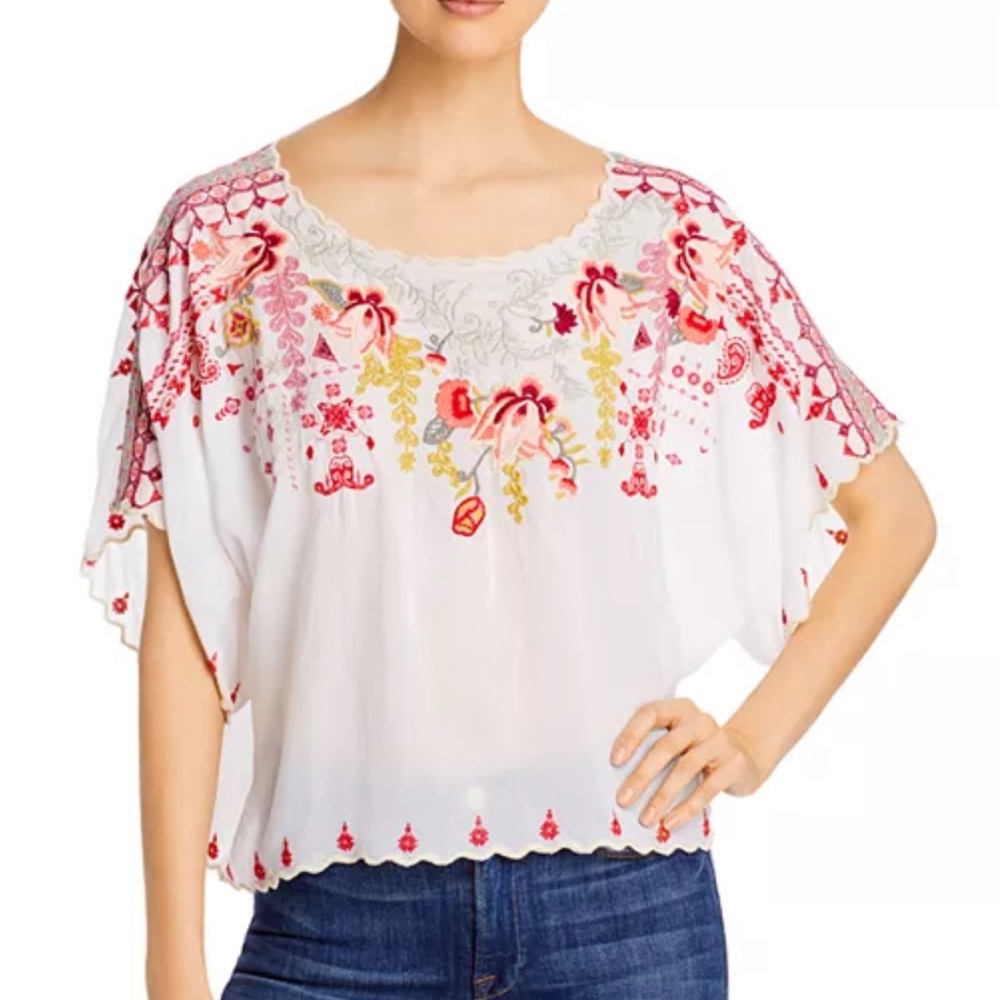 Johnny Was Nicky Embroidered Crop Top Women’s XL